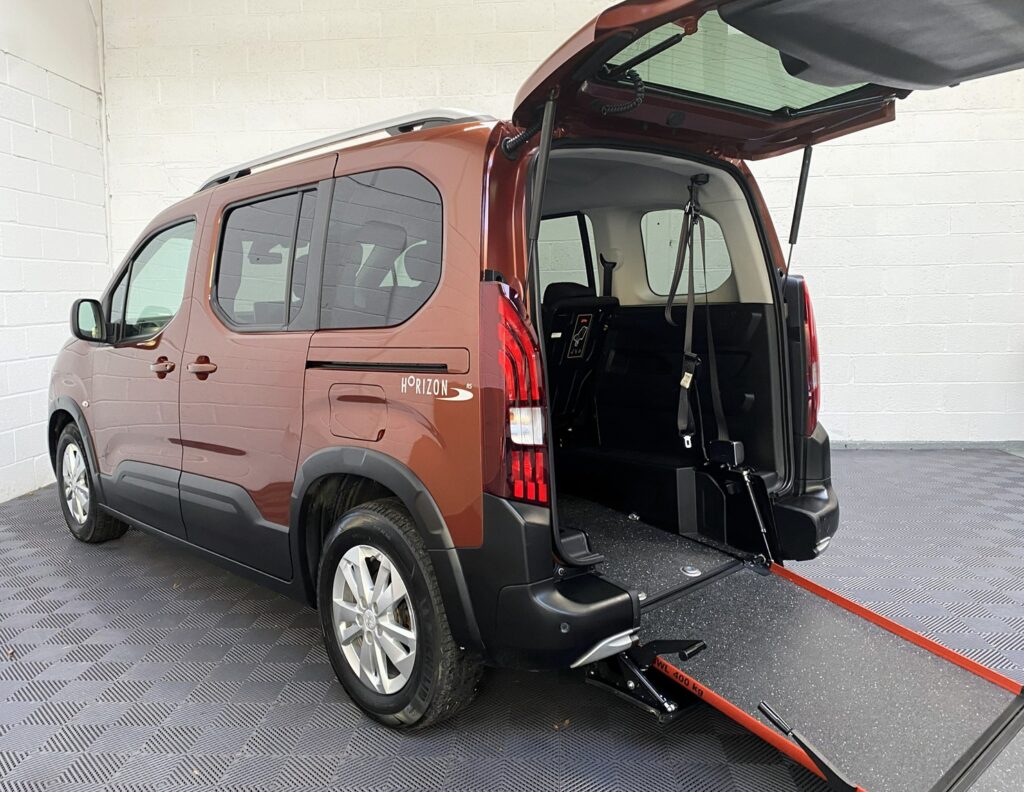 Disabled Accessible Peugeot Rifter in Bronze. It has 5 seats or 3 seats plus wheelchair passenger. This vehicle is for sale at Michael Harraway Cars in Weston super Mare. SF70 JUC 8