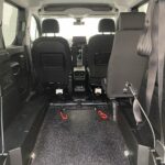 Peugeot Rifter WAV wheelchair accessible vehicle for sale at Michael Harraway Cars, Weston-super-Mare, with three passenger seats, space for one wheelchair user, and a lightweight fold-flat rear access ramp. SF20 GNP 11