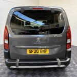 Peugeot Rifter WAV wheelchair accessible vehicle for sale at Michael Harraway Cars, Weston-super-Mare, with three passenger seats, space for one wheelchair user, and a lightweight fold-flat rear access ramp. SF20 GNP 7