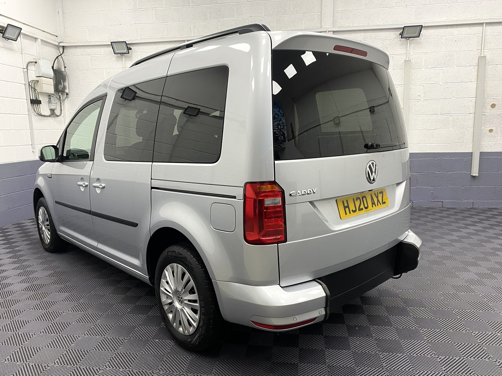 A silver Volkswagen Caddy Life wheelchair accessible vehicle WAV that is for sale at Michael Harraway Cars in Weston super Mare. HJ20 AXZ 5