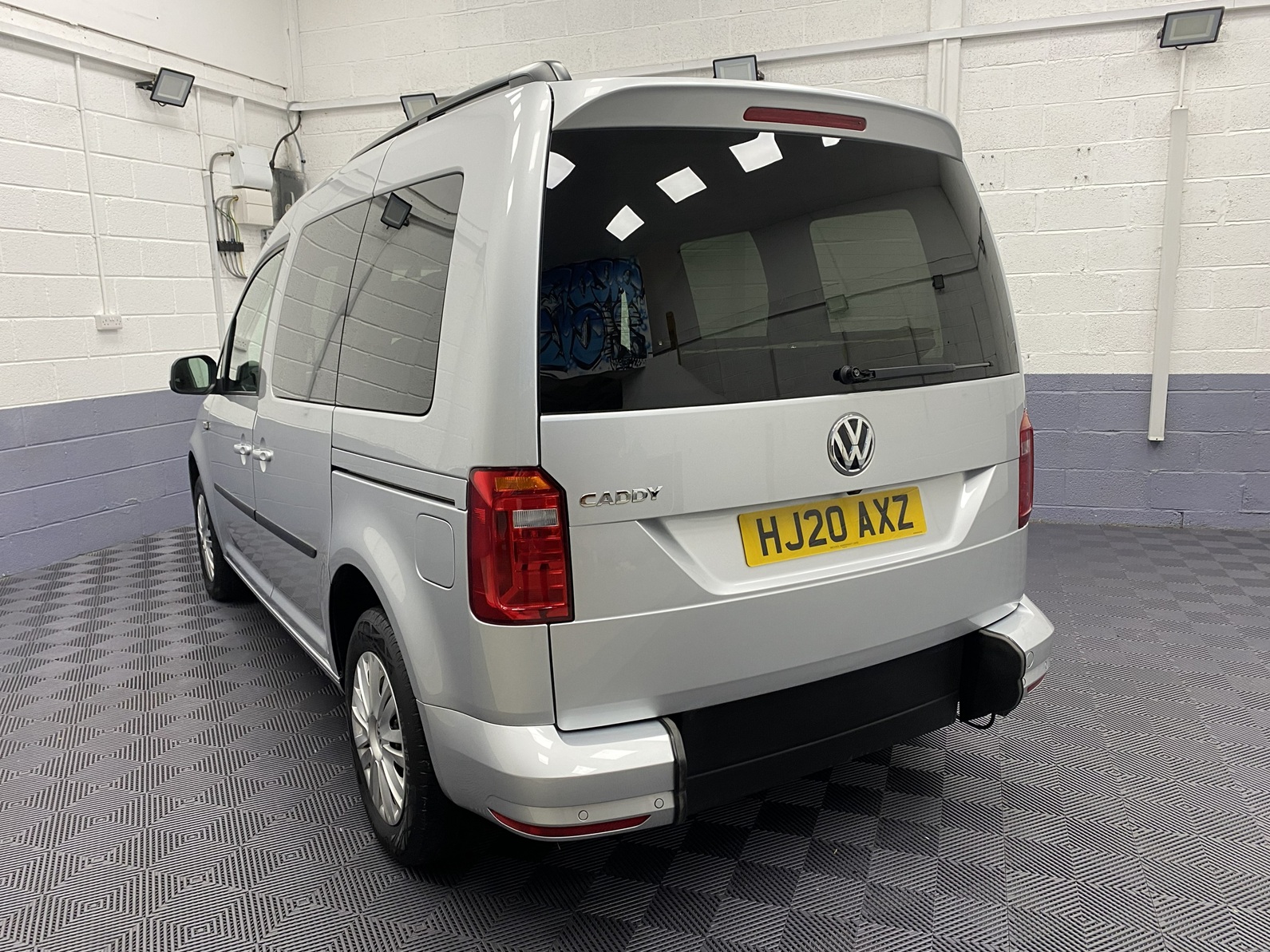 A silver Volkswagen Caddy Life wheelchair accessible vehicle WAV that is for sale at Michael Harraway Cars in Weston super Mare. HJ20 AXZ 6