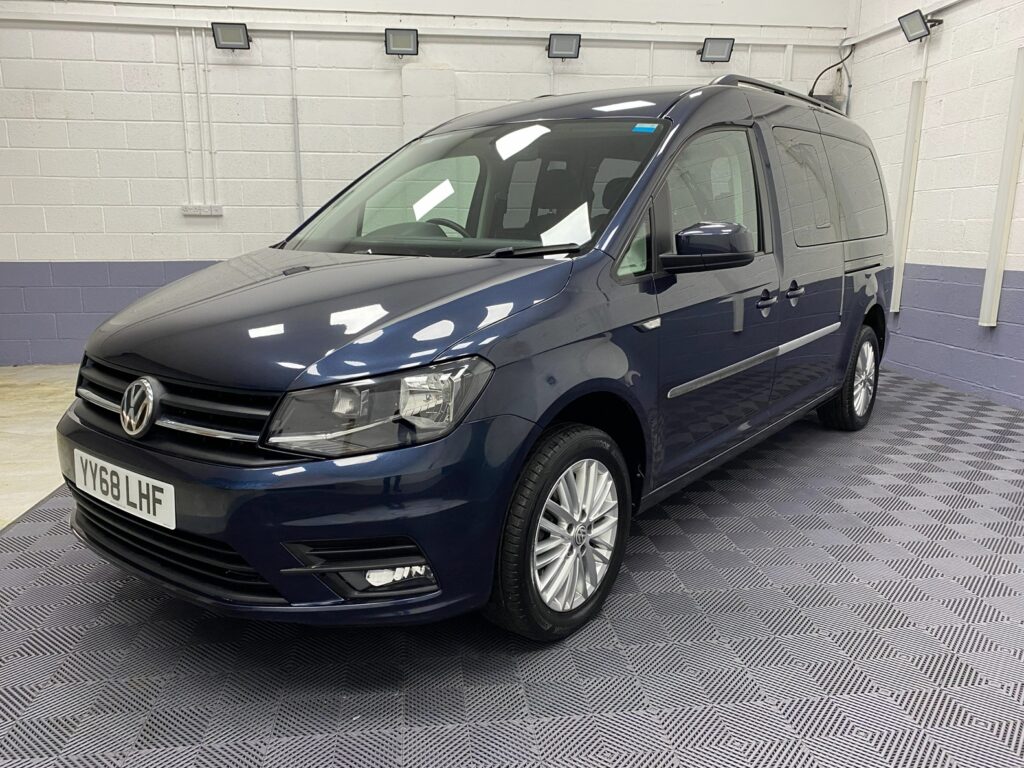 VW Caddy Maxi wheelchair accessible vehicle interior showing wheelchair area