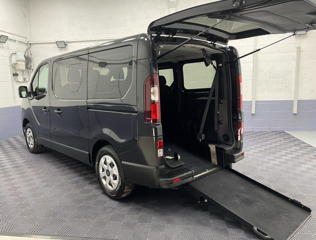 A black Renault Trafic Wheelchair Accessible Vehicle WAV that is for sale at Michael Harraway Cars in Weston super Mare. OU74 EFH 5