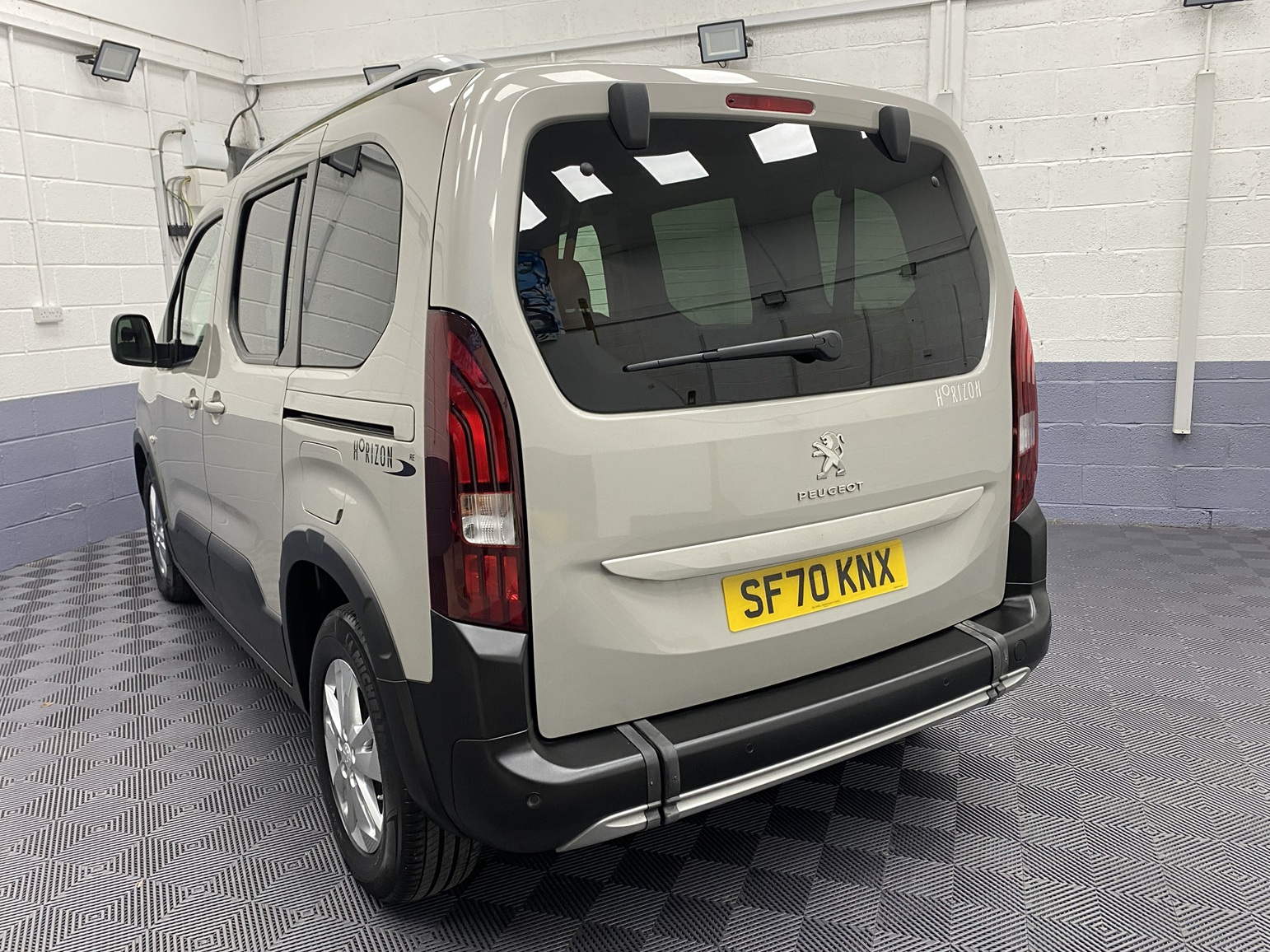 2020 Beige Peugeot Rifter rear three quarter view SF70 KNX