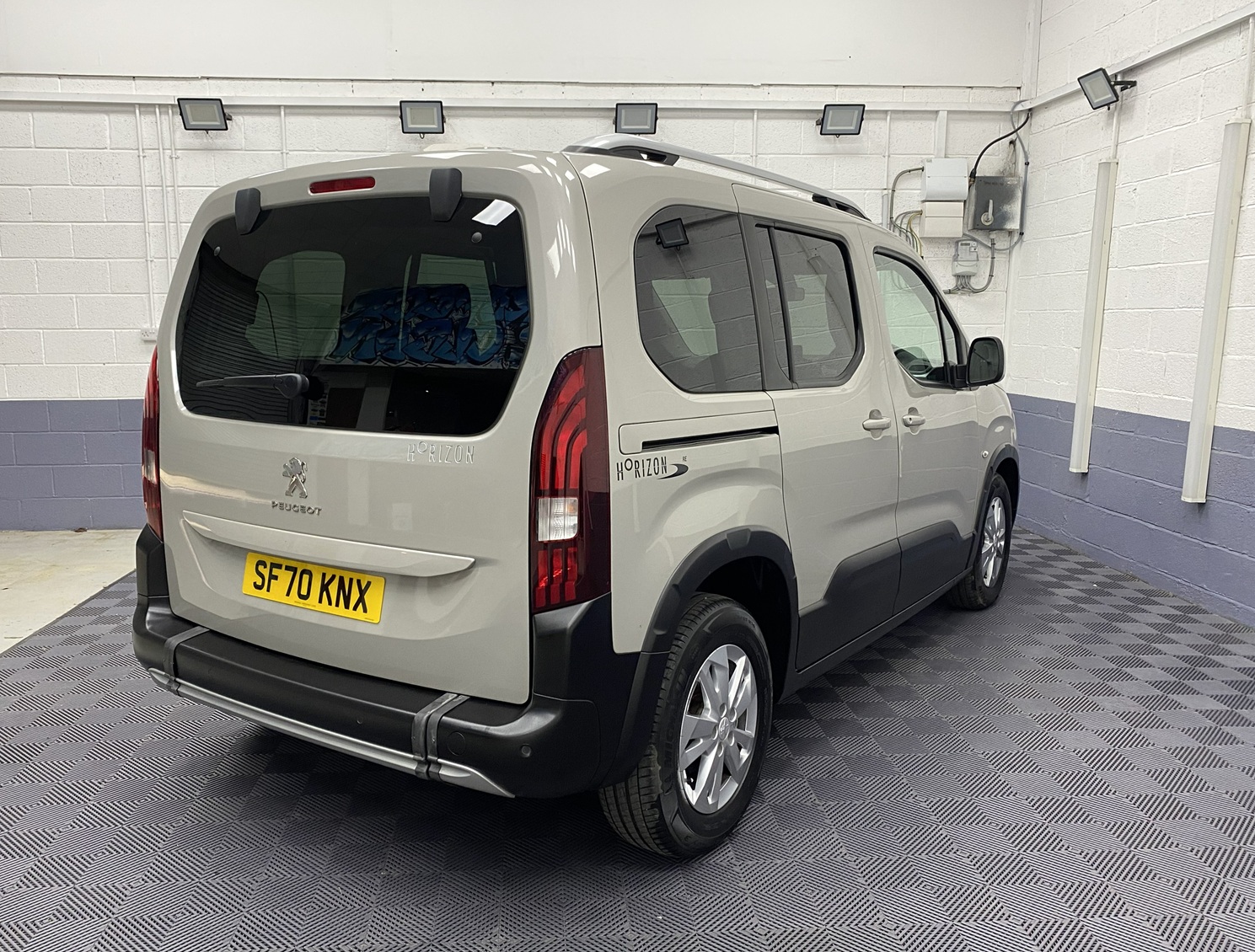 2020 Peugeot Rifter Allure off side rear three quarter view. SF70 KNX