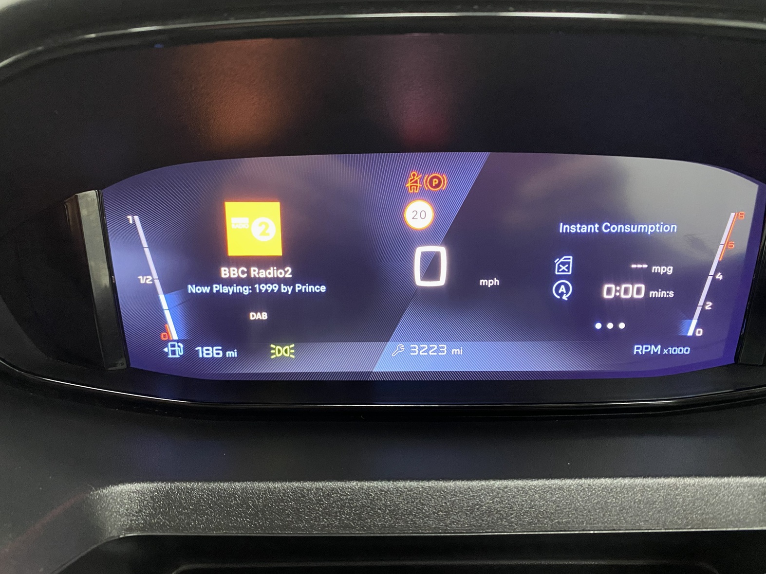 2025 Peugeot Rifter speedo showing the curret mileage of 3223 mielages SC74 XAO