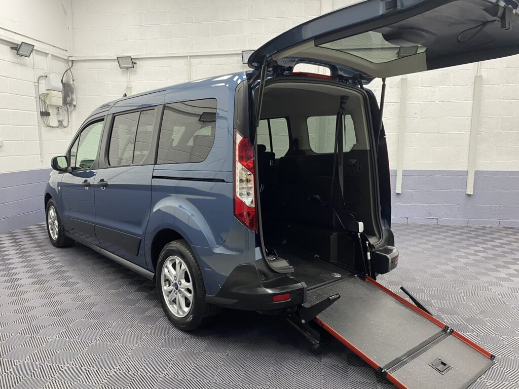 Wheelchair accessible Ford Grand Tourneo connect Zetec with the rear ramp deployed SG22 OKT
