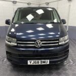 2018 Blue Volkswagen Transporter T6 LWB front tview YJ68 BMU
