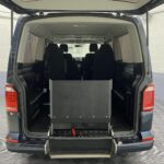 2018 Blue Volkswagen Transporter LWB wheelchair accessible vehicle rear wheelchair ramp in stored position YJ68 BMU