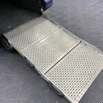 Rear wheelchair ramp deployed fitted to a 2019 Volkswagen Caddy Maxi WAV NK19BPU
