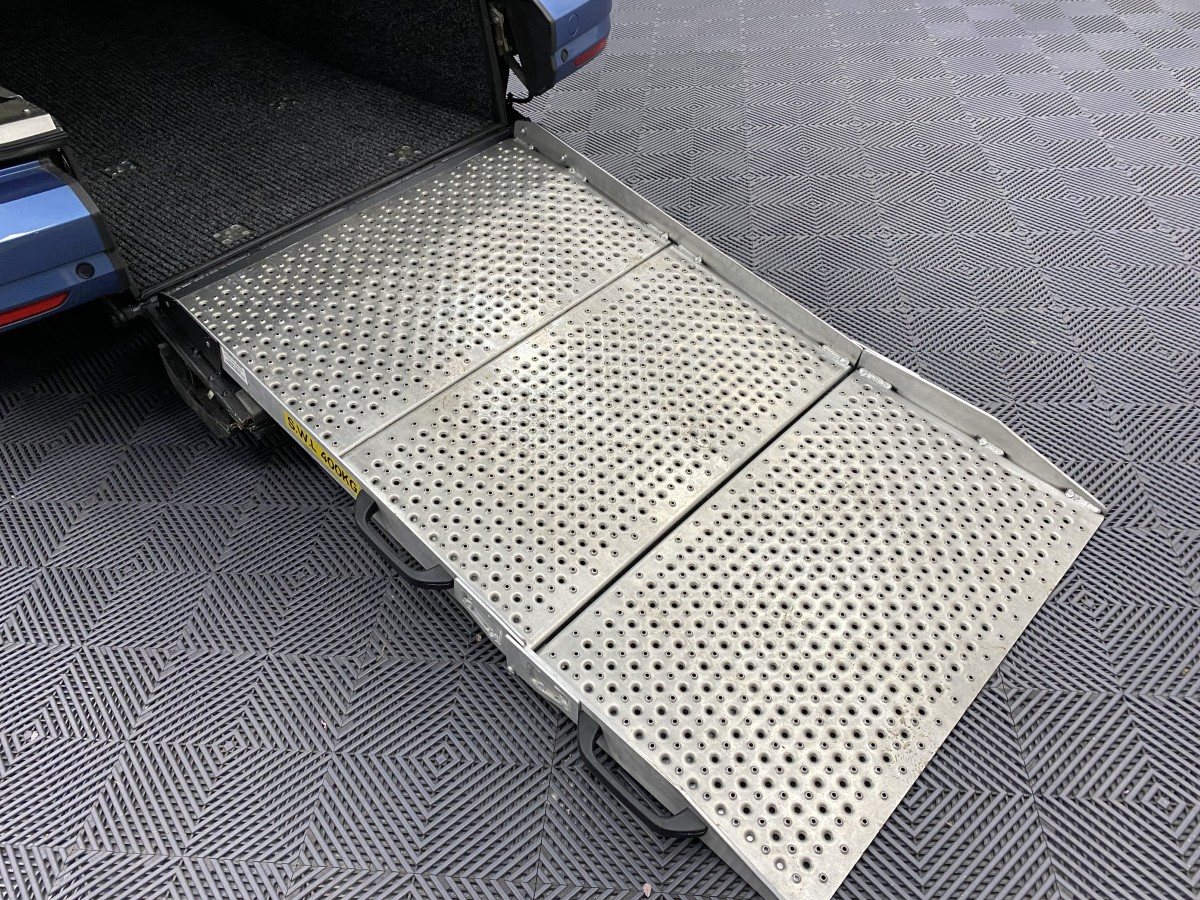 Rear wheelchair ramp deployed fitted to a 2019 Volkswagen Caddy Maxi WAV NK19BPU