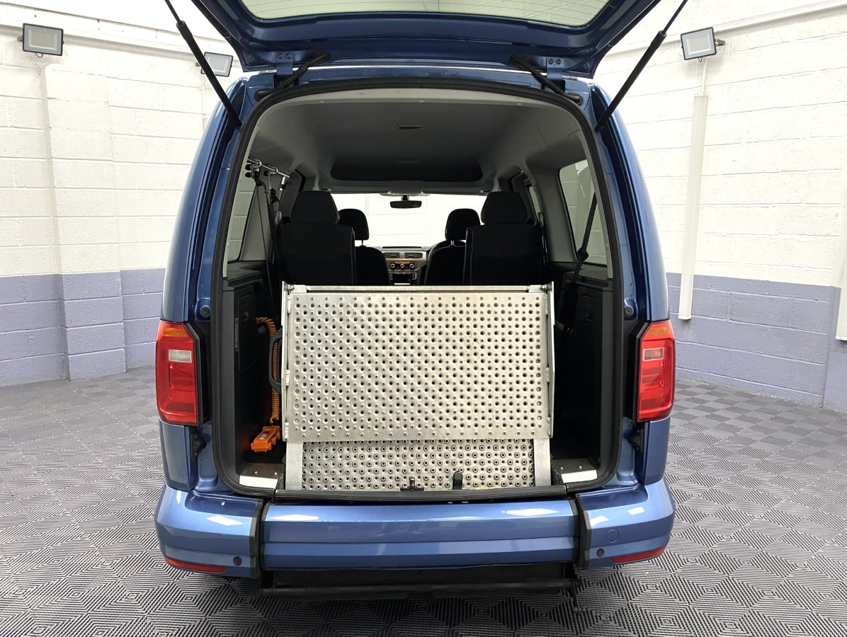 2019 Volkswagen Caddy Maxi WAV rear wheelchair ramp in stored position NK19BPU
