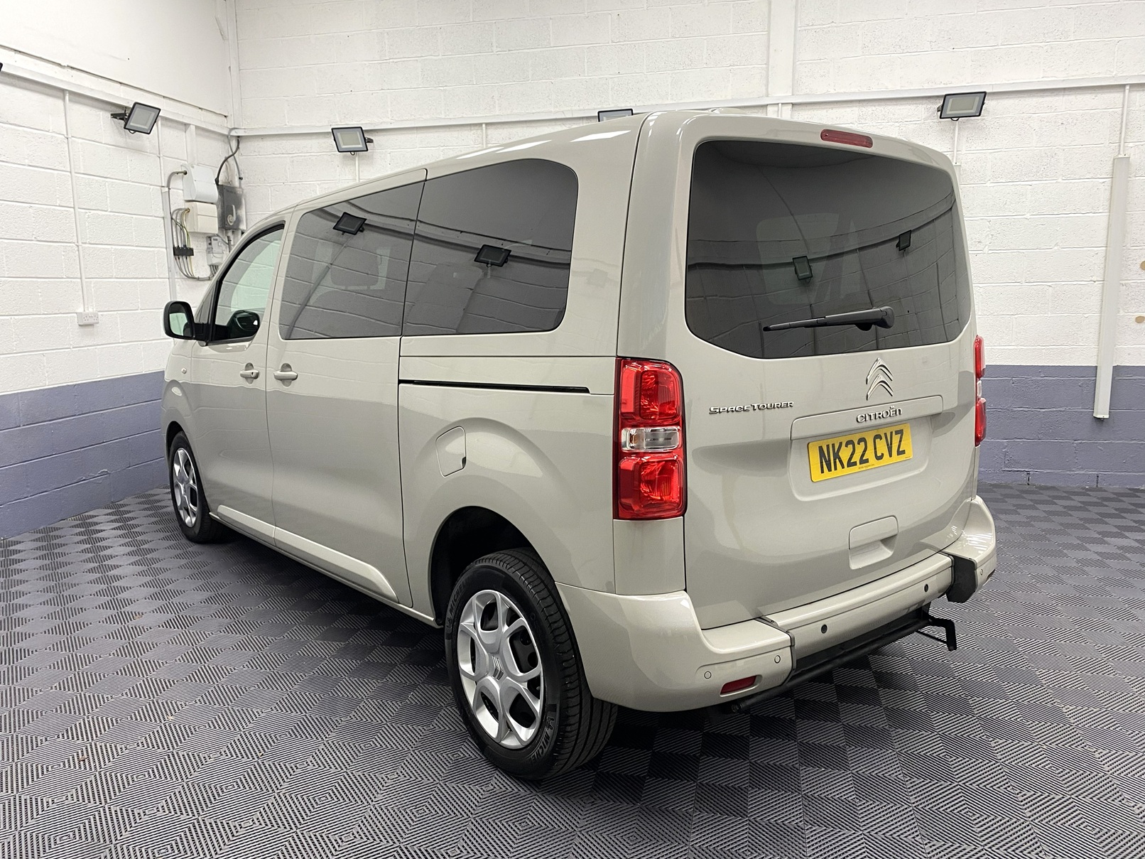 2022 Beige Citroen Space Tourer 1.5 BlueHDi Business rear quarter view NK22 CVZ