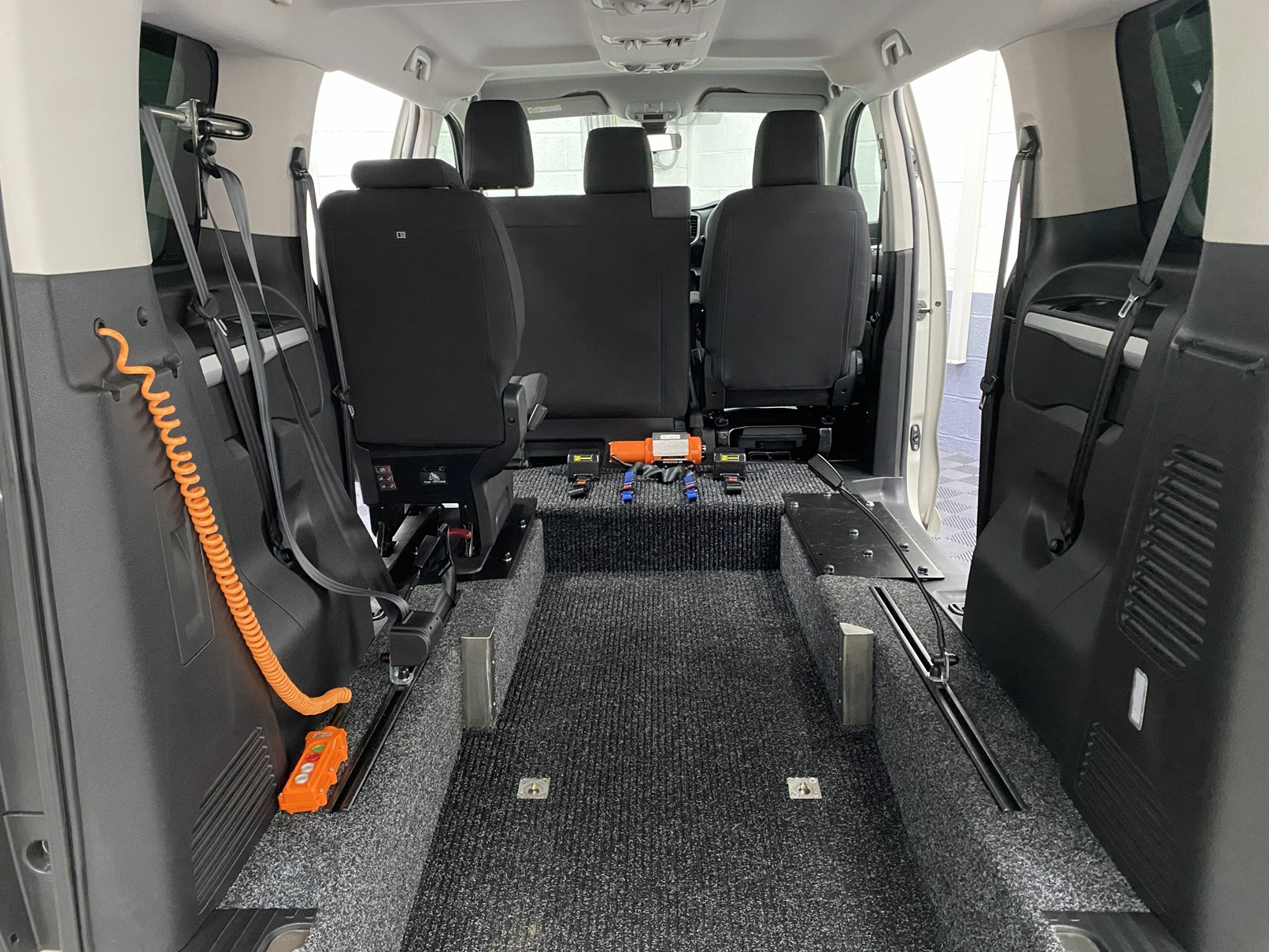 2022 Citroen Space Tourer wheelchair accessible vehicle showing large area for wheelchair passenger or mobility scooter rear floor section NK22 CVZ