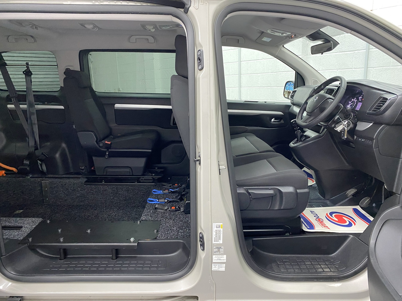 2022 Citroen Space Tourer wheelchair accessible vehicle interior showing both front seats and single rear seat from drivers side NK22 CVZ
