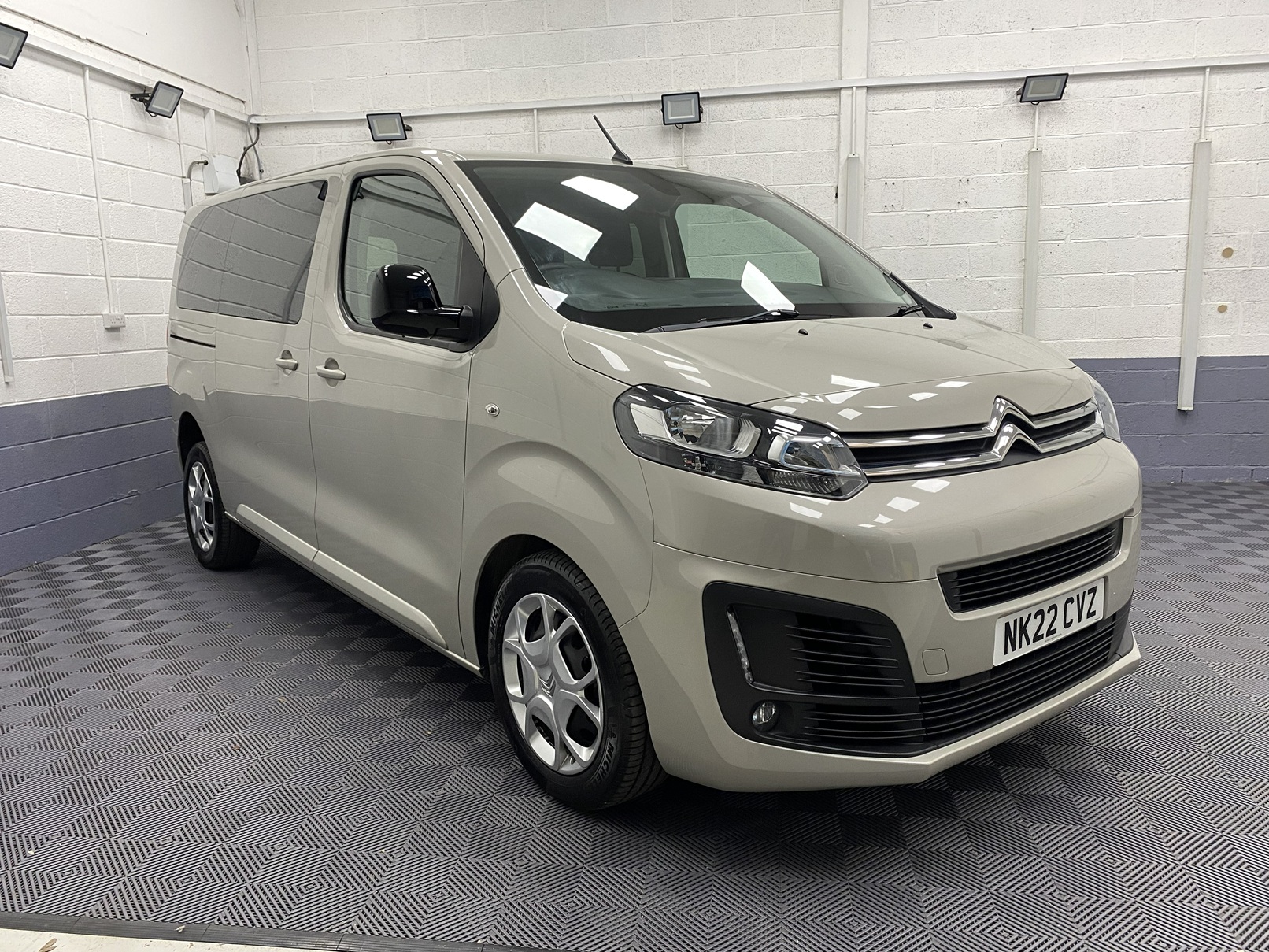 2022 Beige Citroen Space Tourer front three quarter view NK22 CVZ