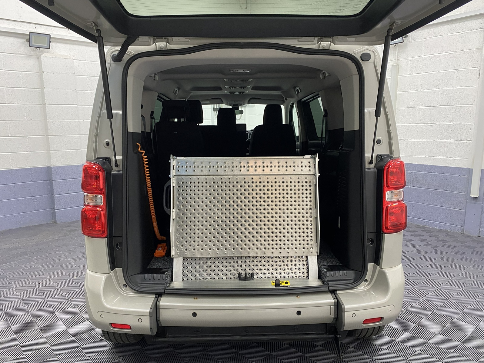 2022 Citroen Space Tourer WAV rear bi fold wheelchair ramp in stored position. NK22 CVZ