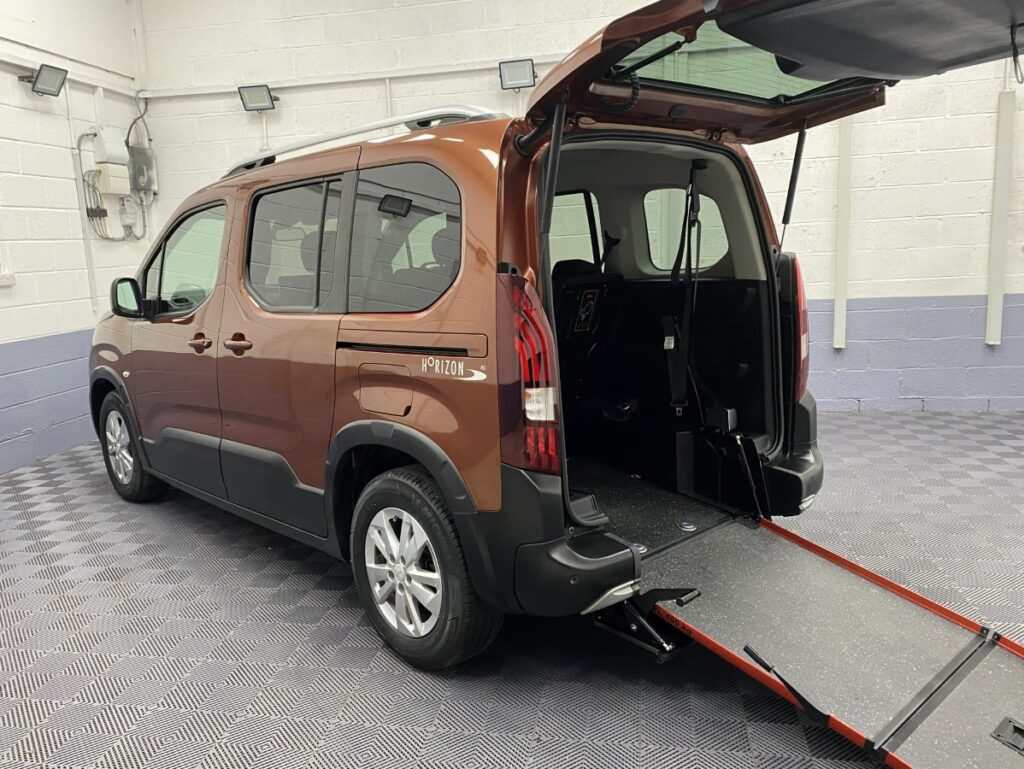 2021 Peugeot Rifter Wheelchair accessible vehicle with rear ramp deployed SB21GVD