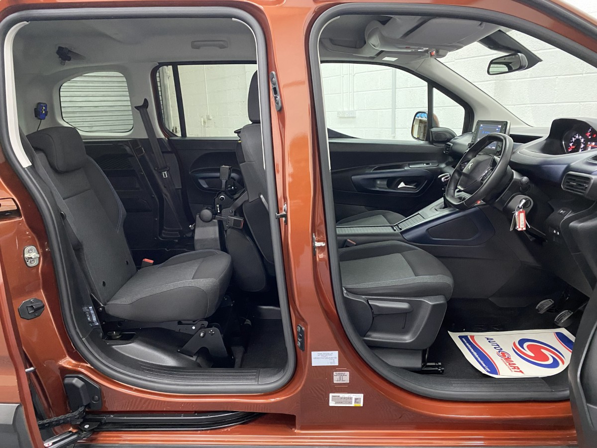 2021 Peugeot Rifter WAV single rear seat with another twin seat folded up to make ace for wheelchair passenger SB21GVD