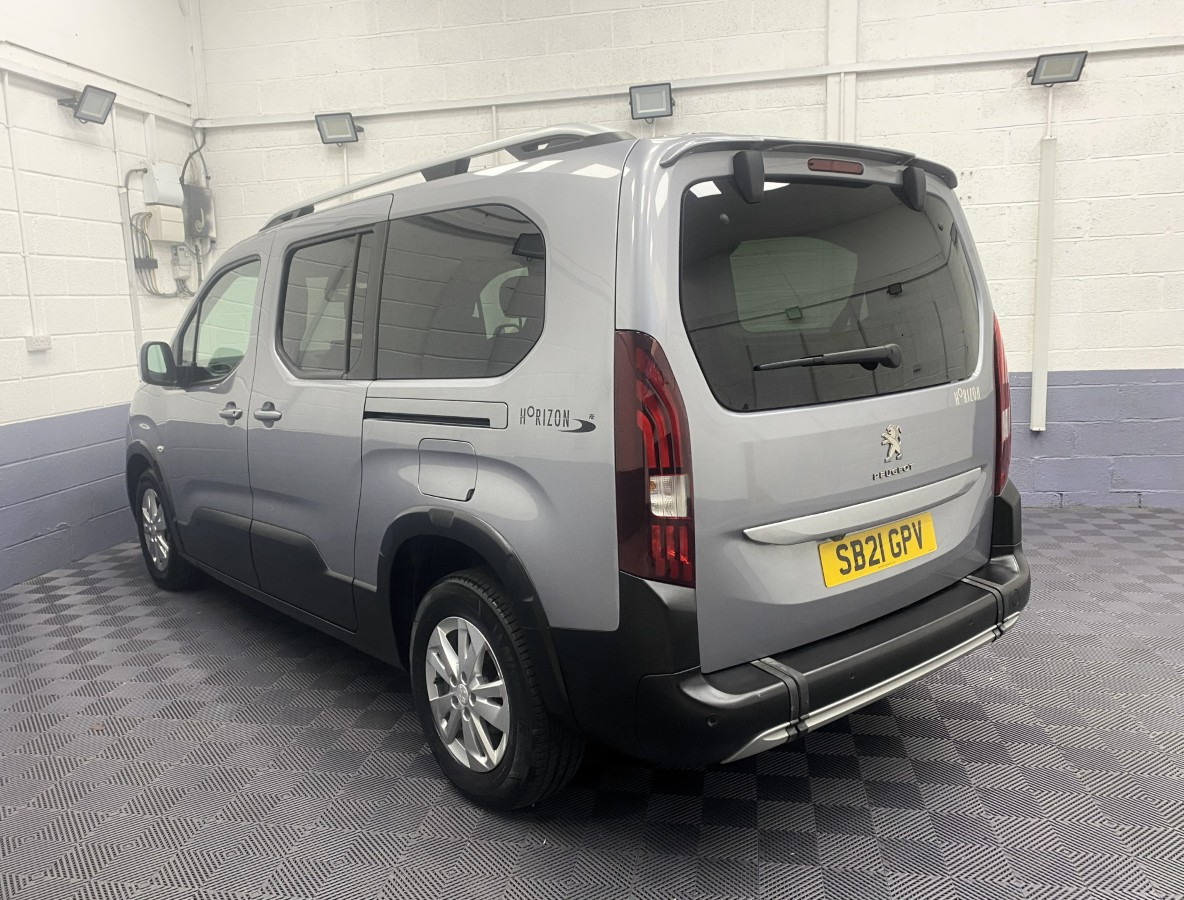 2021 Peugeot Rifter Long Wheelbase wheelchair accessible vehicle rear three quarter view SB21GPV
