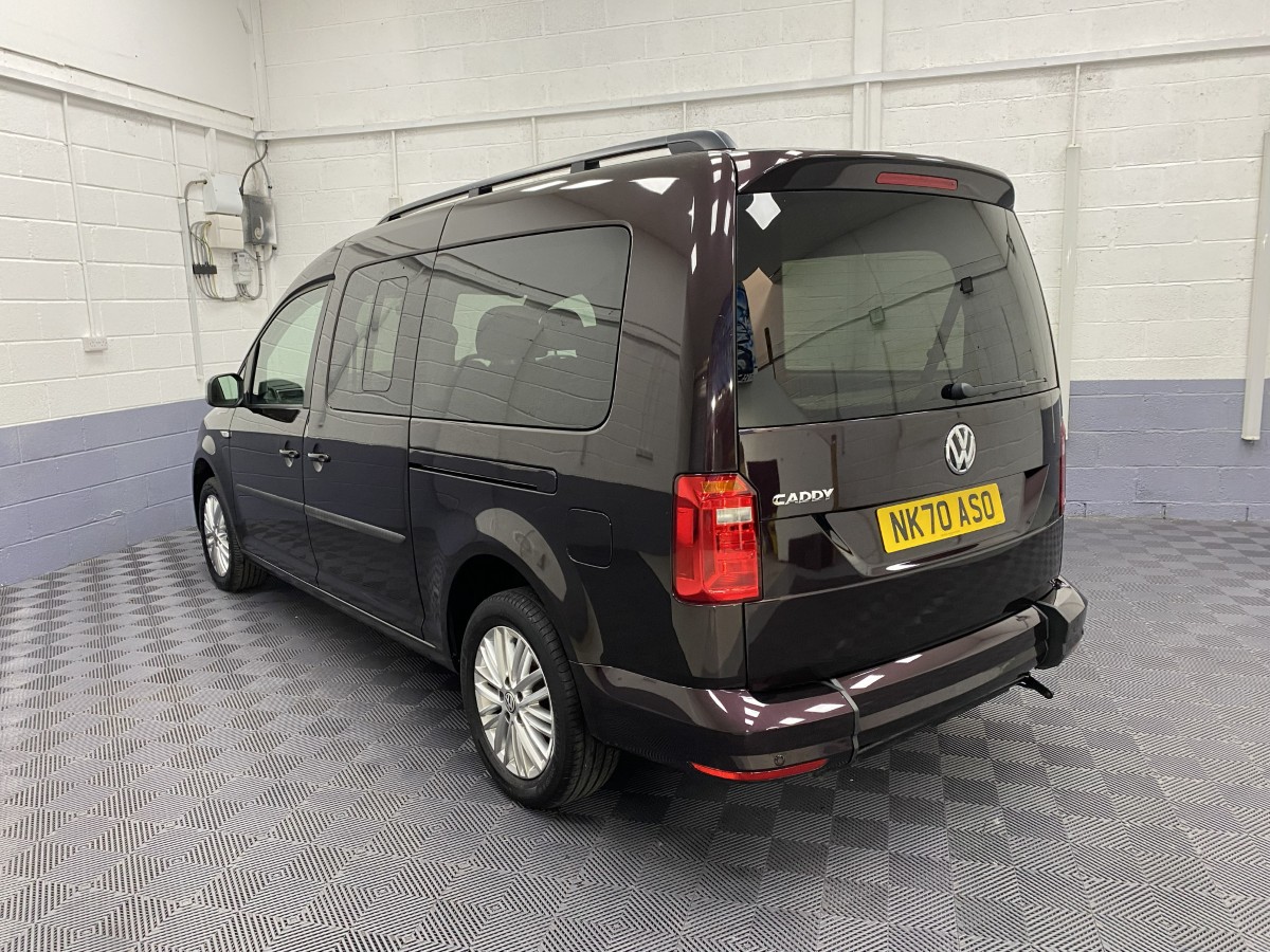 Volkswagen caddy Maxi Wheelchair accessible vehicle rear three quarter view NK70ASO