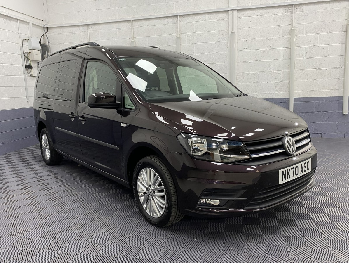Volkswagen Caddy Maxi Wheelchair accessible vehicle front three quarter view NK70ASO