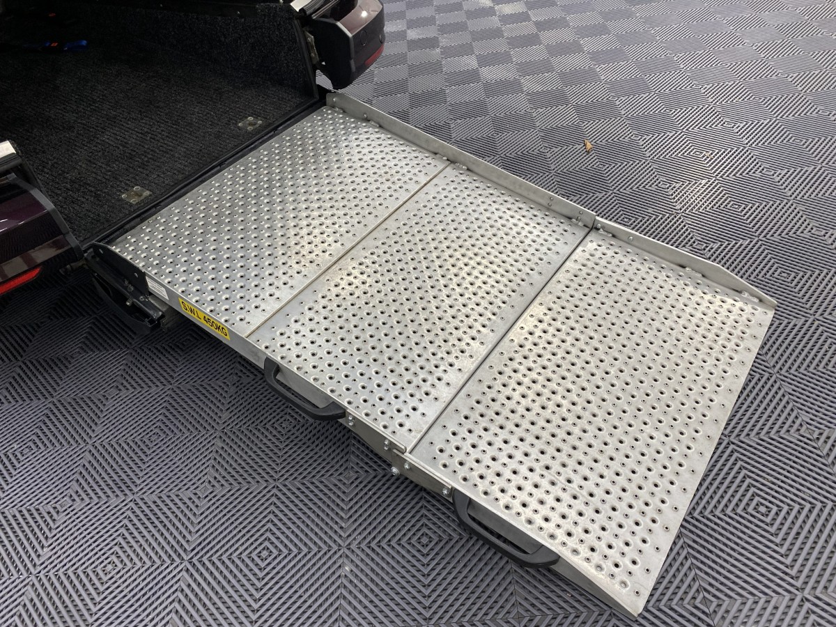 Volkswagen Caddy Maxi Wheelchair accessible vehicle rear ramp in deployed position NK70ASO