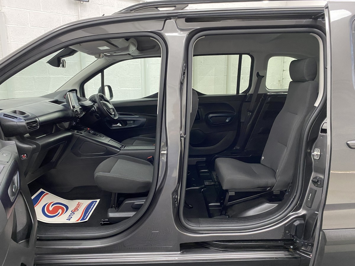 2023 Peugeot Rifter Automatic WAV interior view of both front and rear single seat fitted on nearside of vehicle SB23KNC