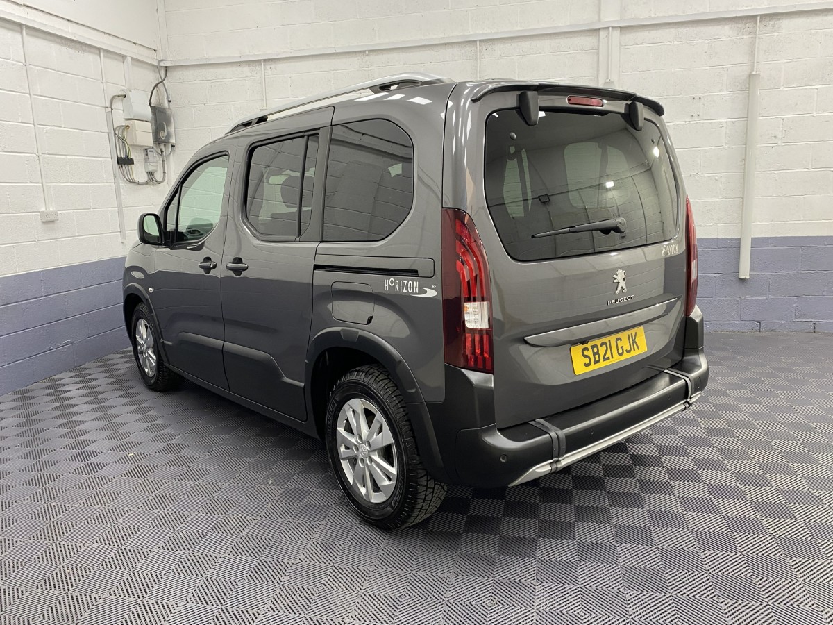 Peugeot Rifter Horizon wheelchair accessible vehicle rear three quarter view SB21GJK