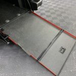 Rear wheelchair ramp in deployed position fitted to Peugeot Rifter Horizon wheelchair accessible vehicle SB21GJK