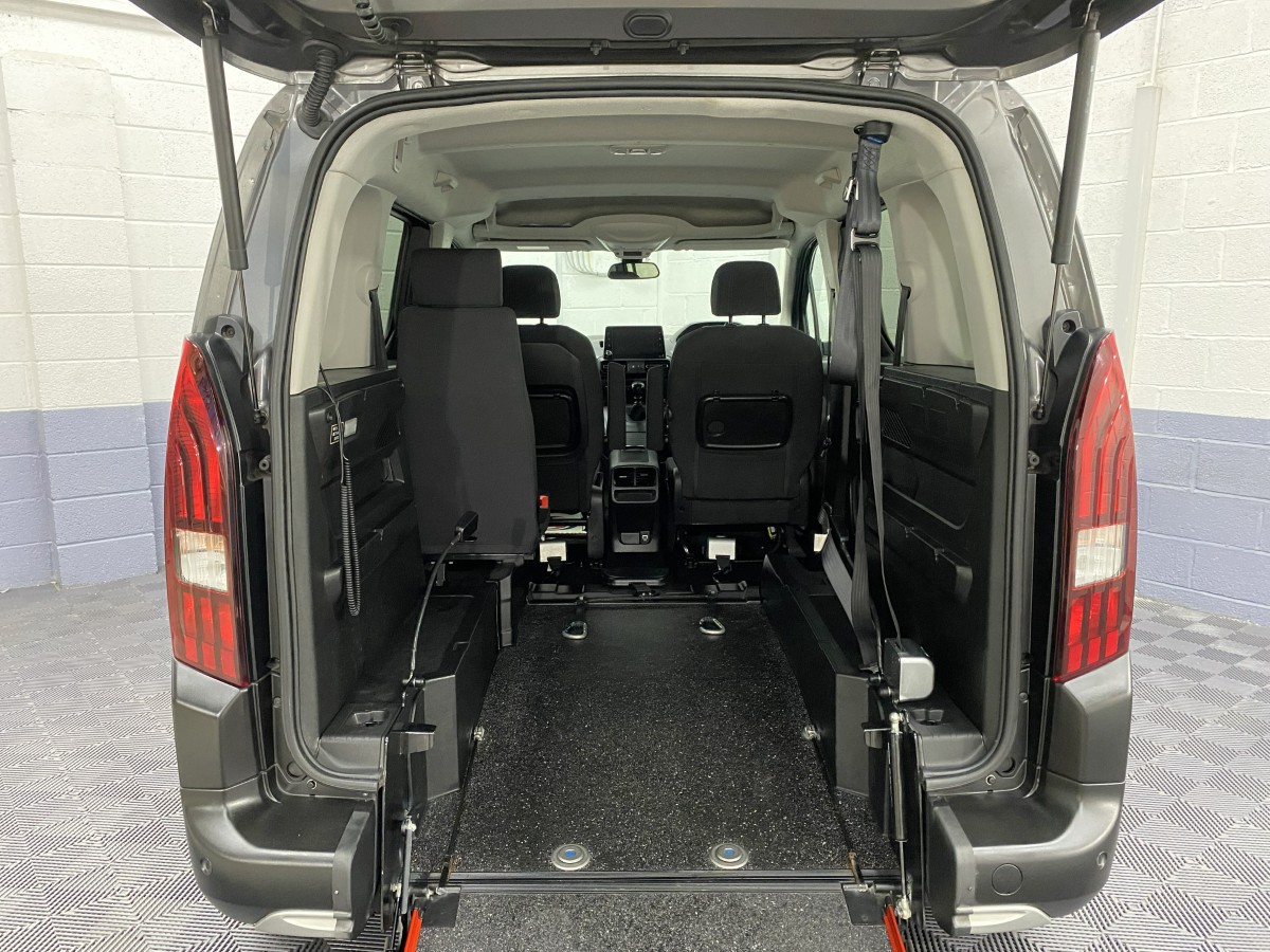 Rear wheelchair area on a Peugeot Rifter wheelchair accessible vehicle SB21GJF
