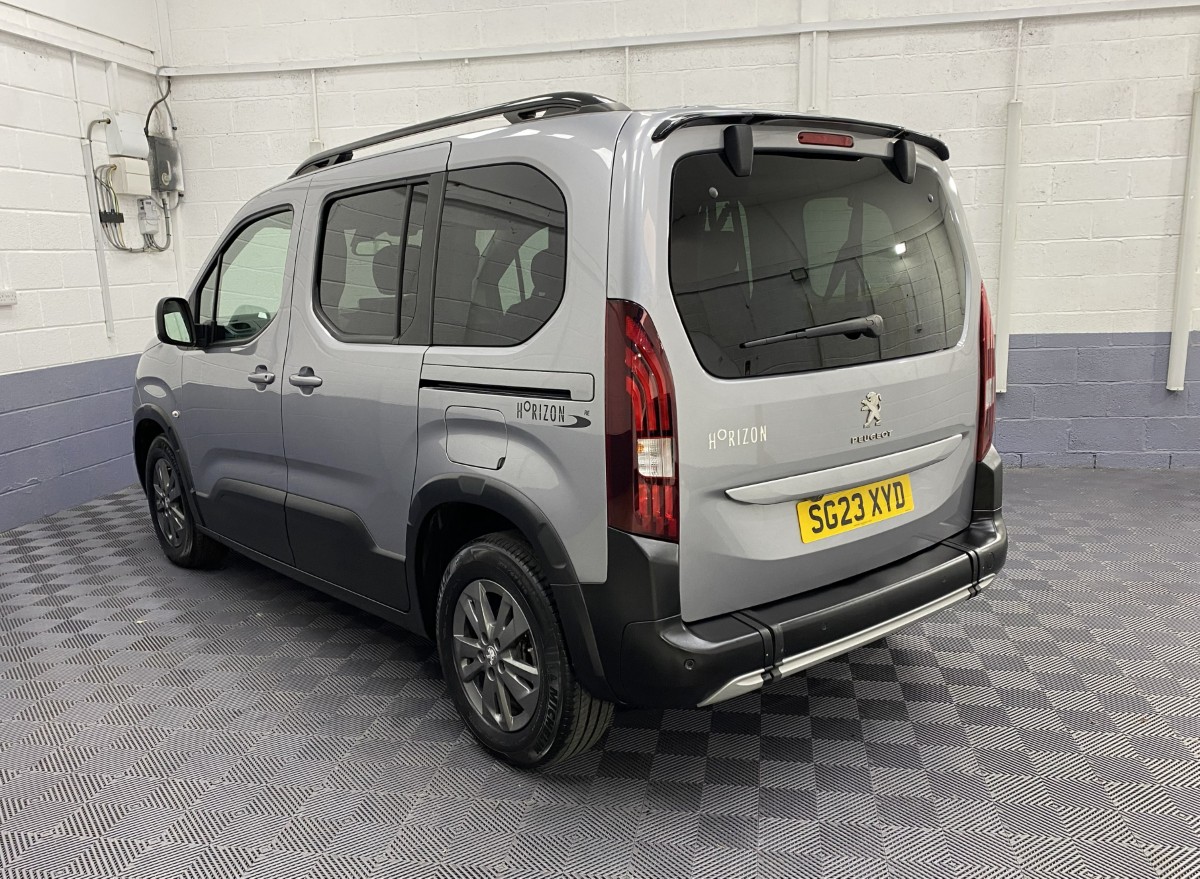 Peugeot Rifter wheelchair accessible vehicle rear three quarter view SG23XYD
