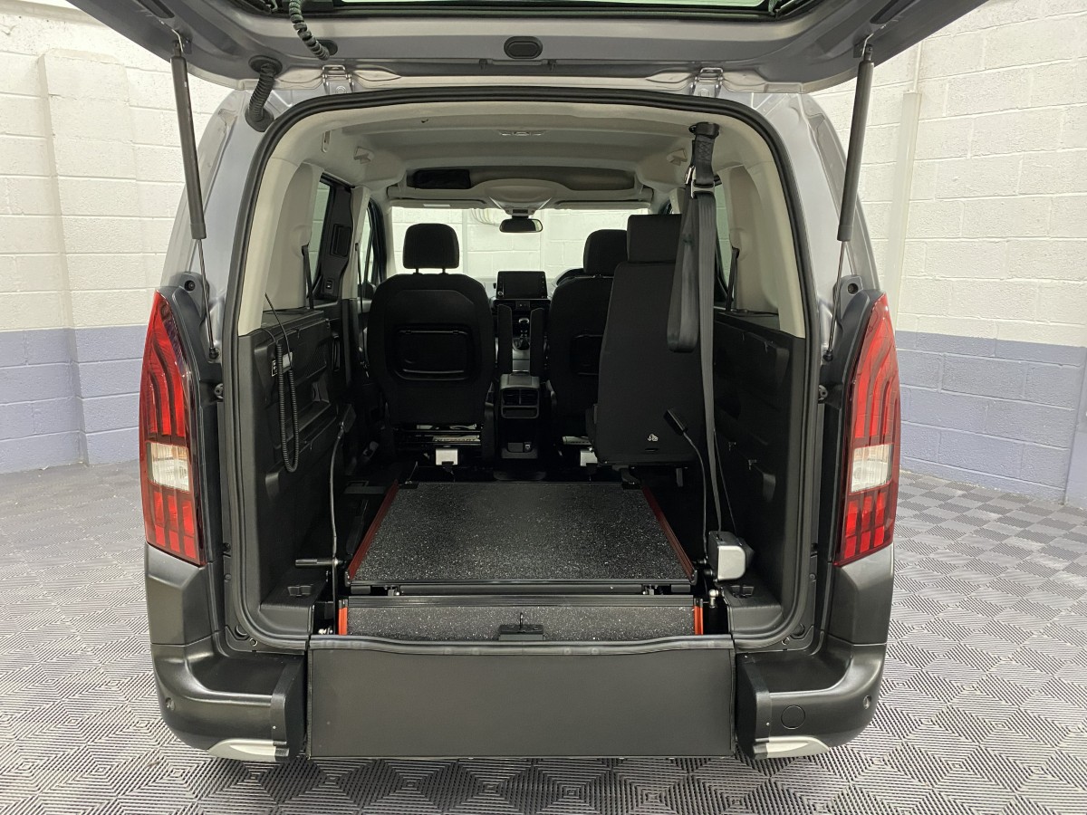 Peugeot Rifter wheelchair accessible vehicle rear ramp in the fold flat position SG23 XYD