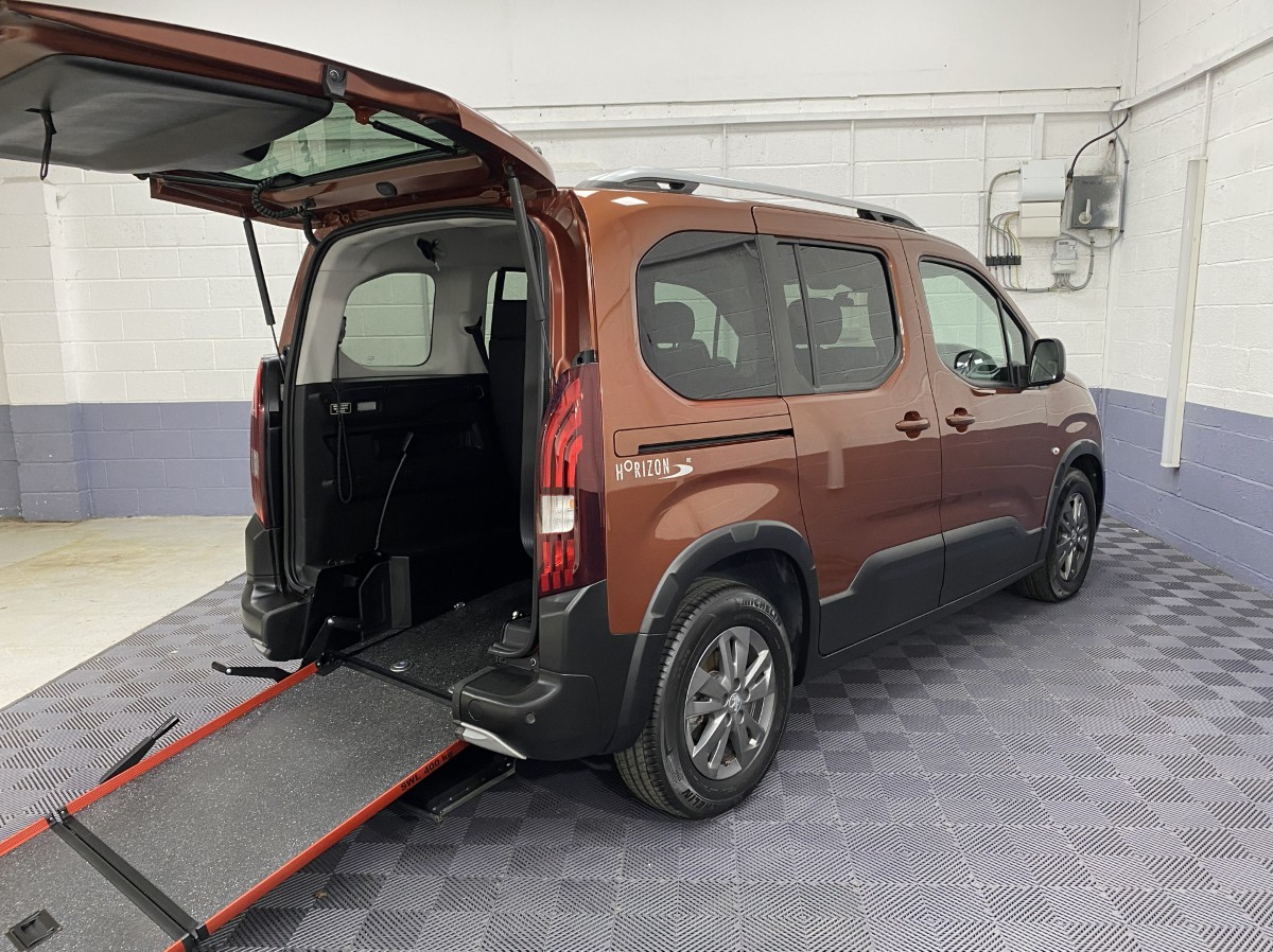 Peugeot Rifter WAV Rear Three Quarter View with Ramp deployed SH71ONK
