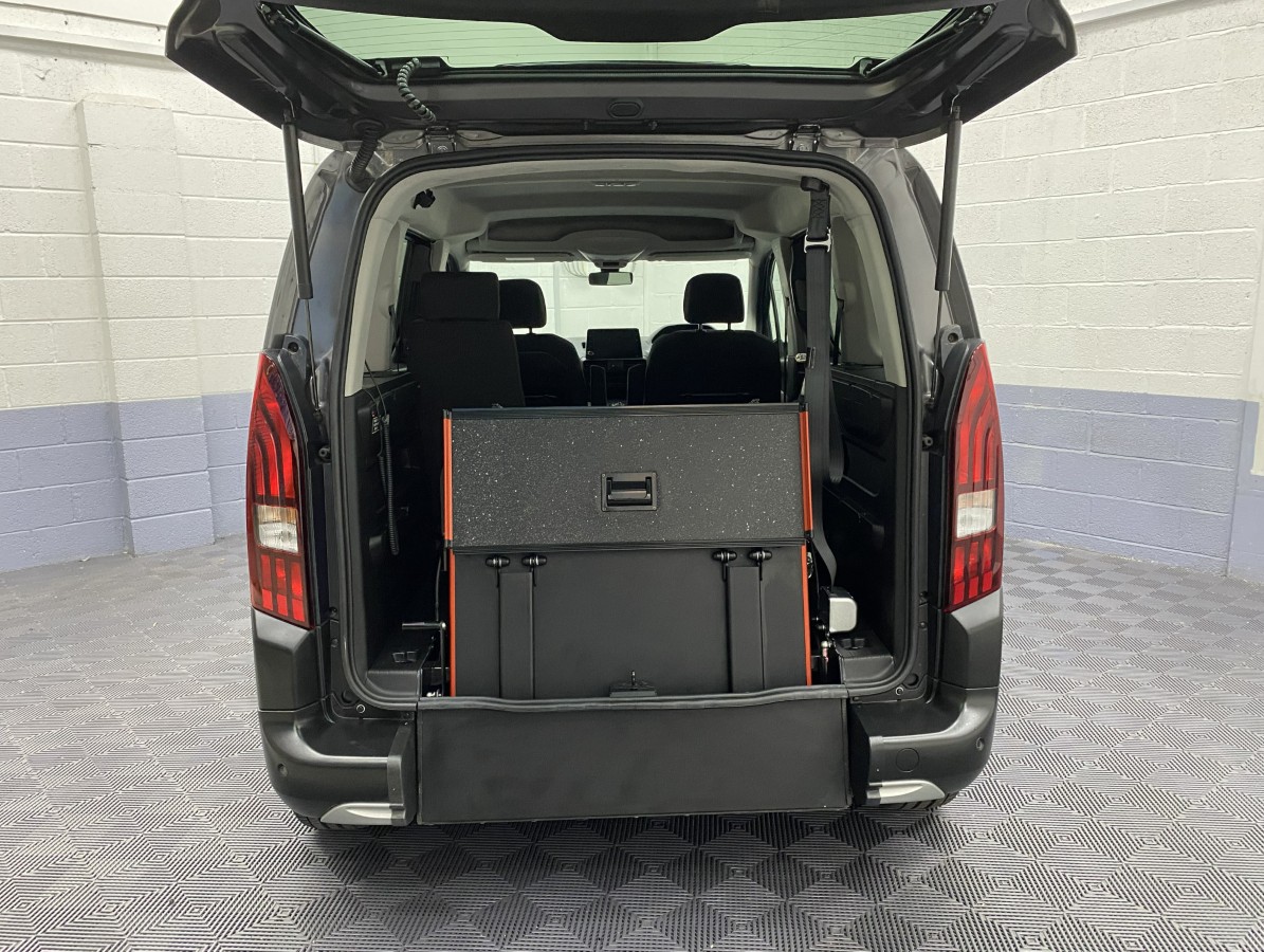 2023 Peugeot Rifter Automatic wheelchair accessible vehicle with the rear ramp in the stored position. SB23XNG