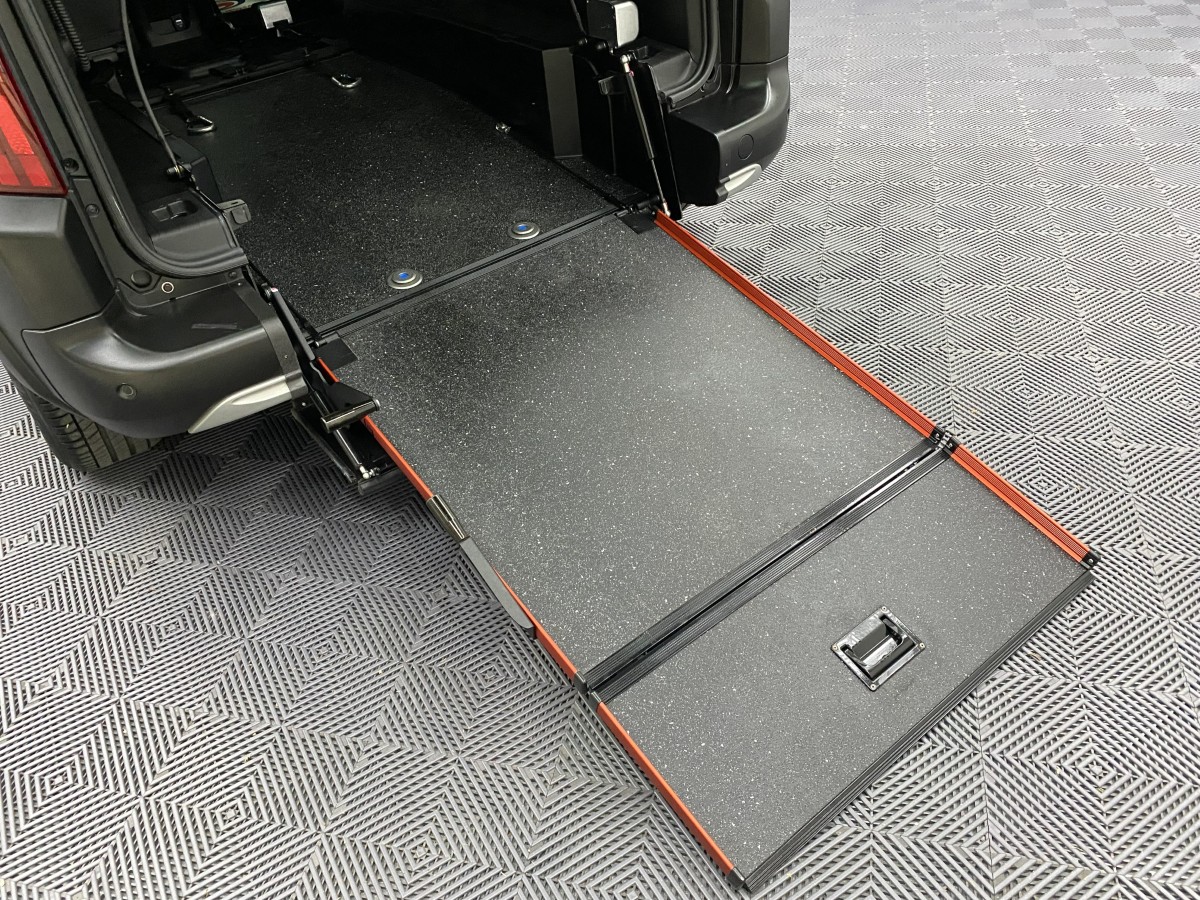 2023 Peugeot Rifter Automatic wheelchair accessible vehicle. Rear wheelchair ramp close up. SB23XNG