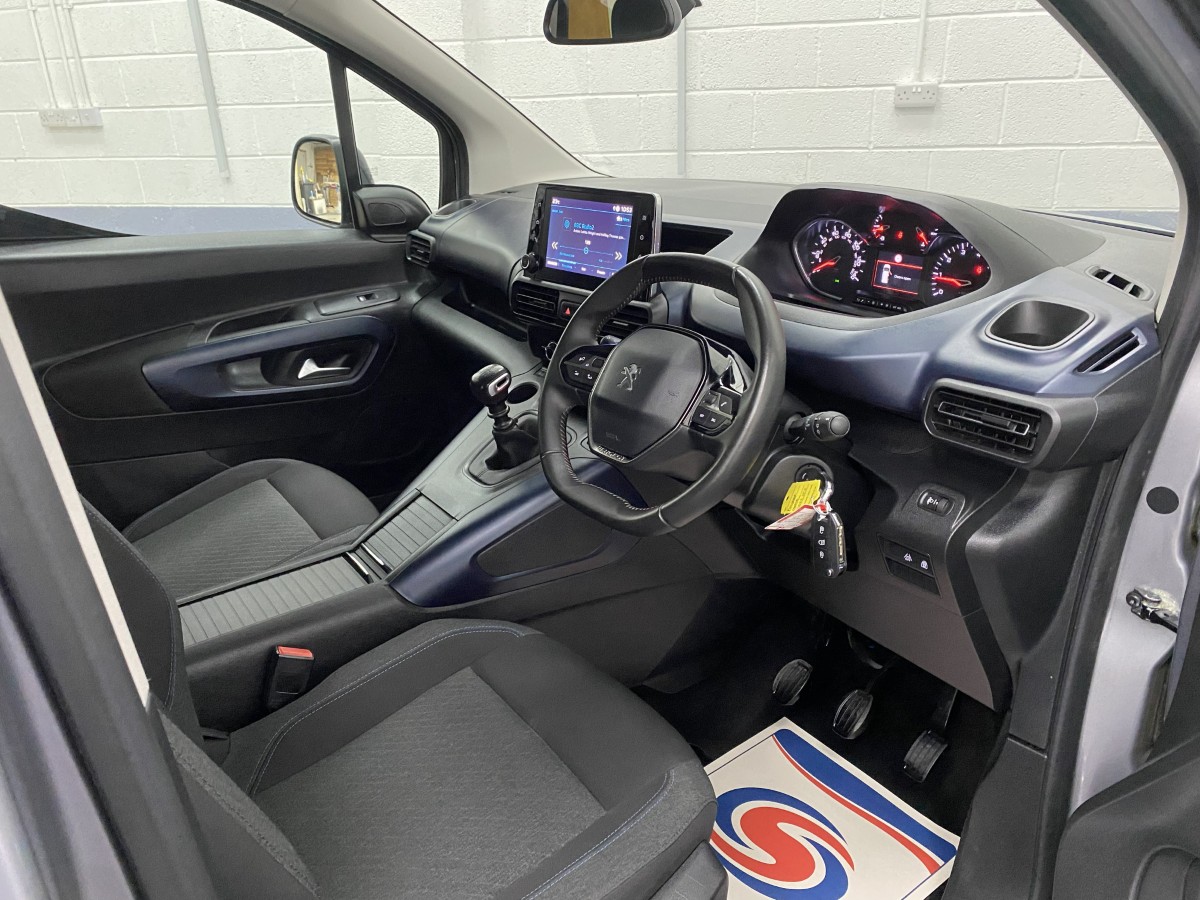 2022 Peugeot Rifter wheelchair accessible vehicle steering wheel and dashboard from drivers side SA22YCE