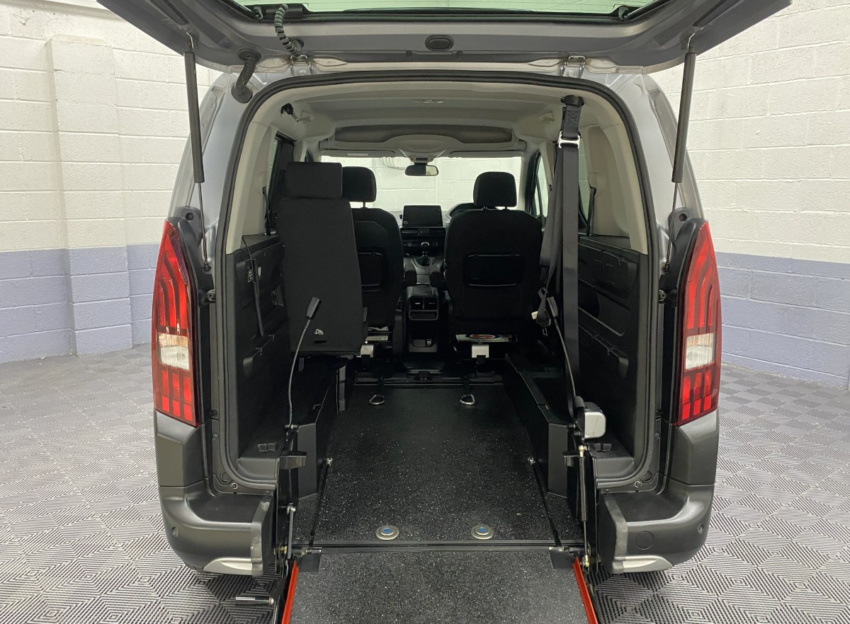 Peugeot Rifter wheelchair accessible vehicle interior wheelchair area from rear SA22YCE