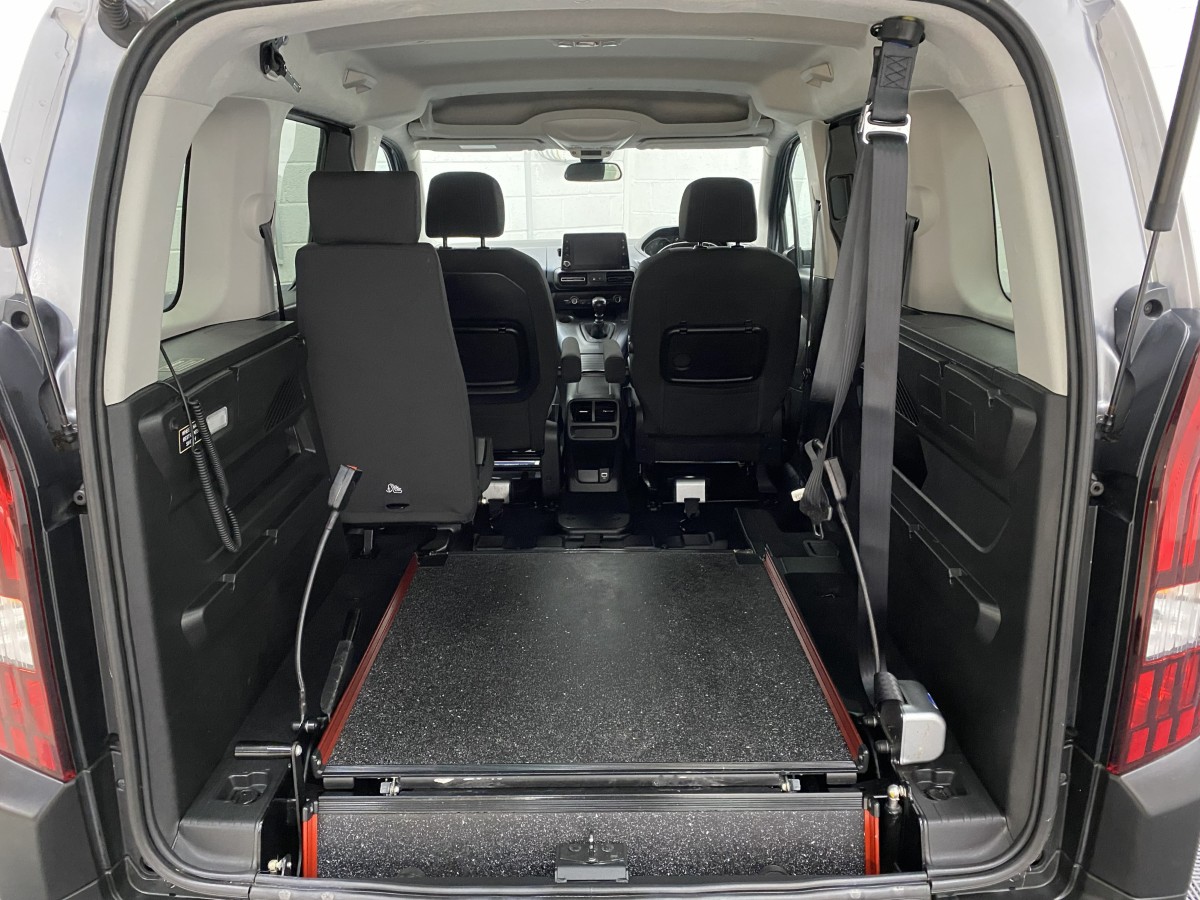 Peugeot Rifter wheelchair accessible vehicle with the rear ramp in the fold flat position SA22YCE