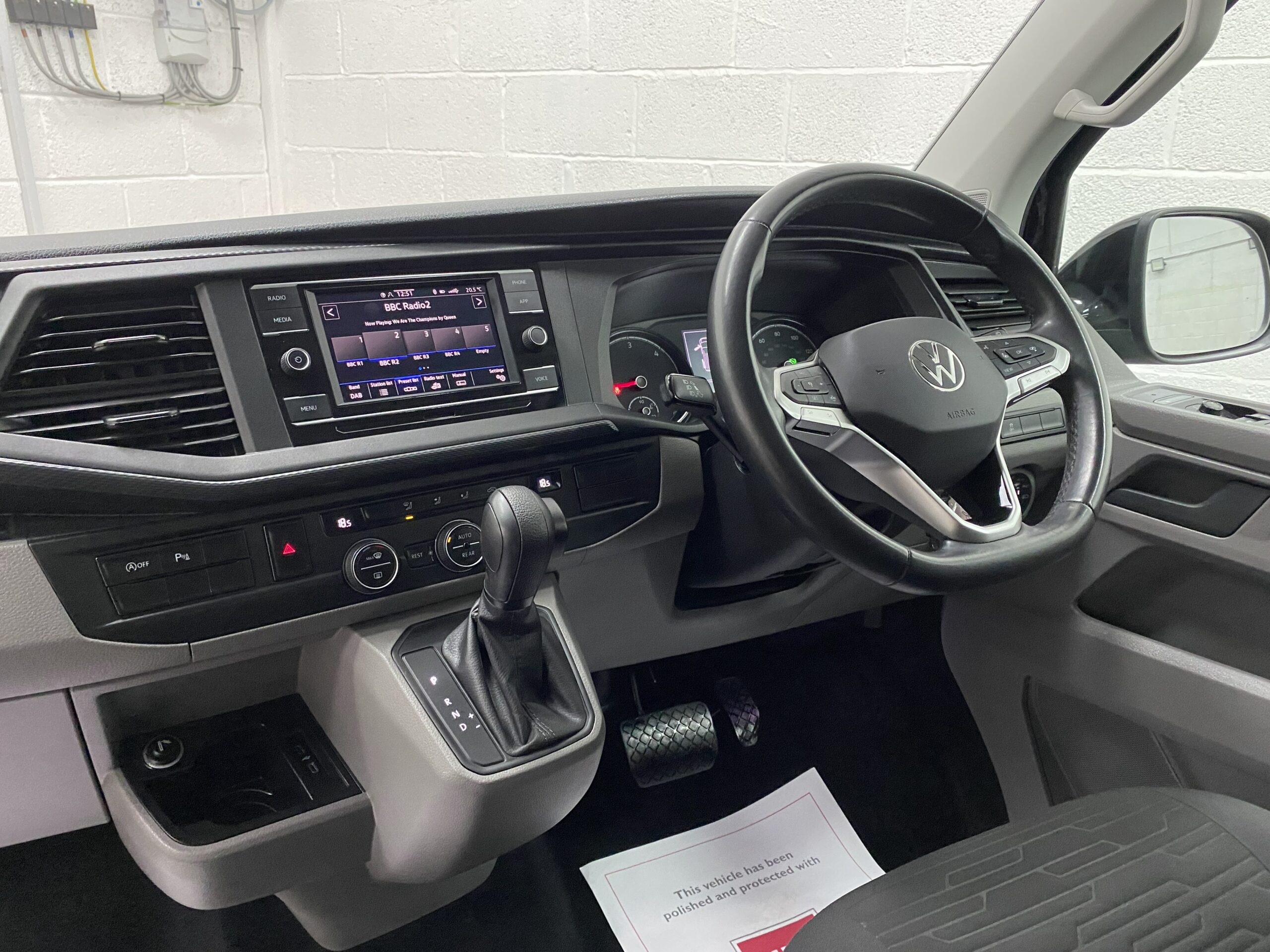Dashboard on a Volkswagen Transporter T6.1 Automatic Wheelchair accessible vehicle YB21VXV