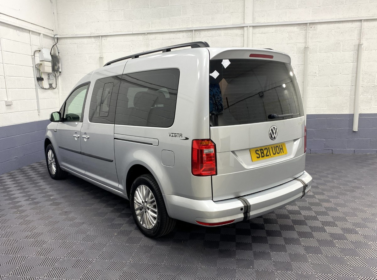 Volkswagen Caddy Maxi wheelchair accessible vehicle rear three quarter view SB21UOH