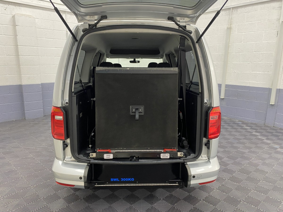 Volkswagen Caddy Maxi wheelchair accessible vehicle rear ramp in stored position SB21UOH