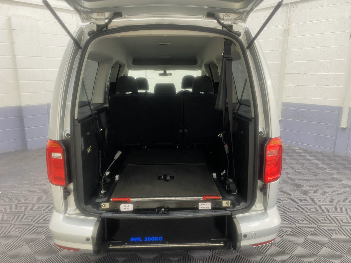 Volkswagen Caddy Maxi wheelchair accessible vehicle rear ramp in fold flat position SB21UOH