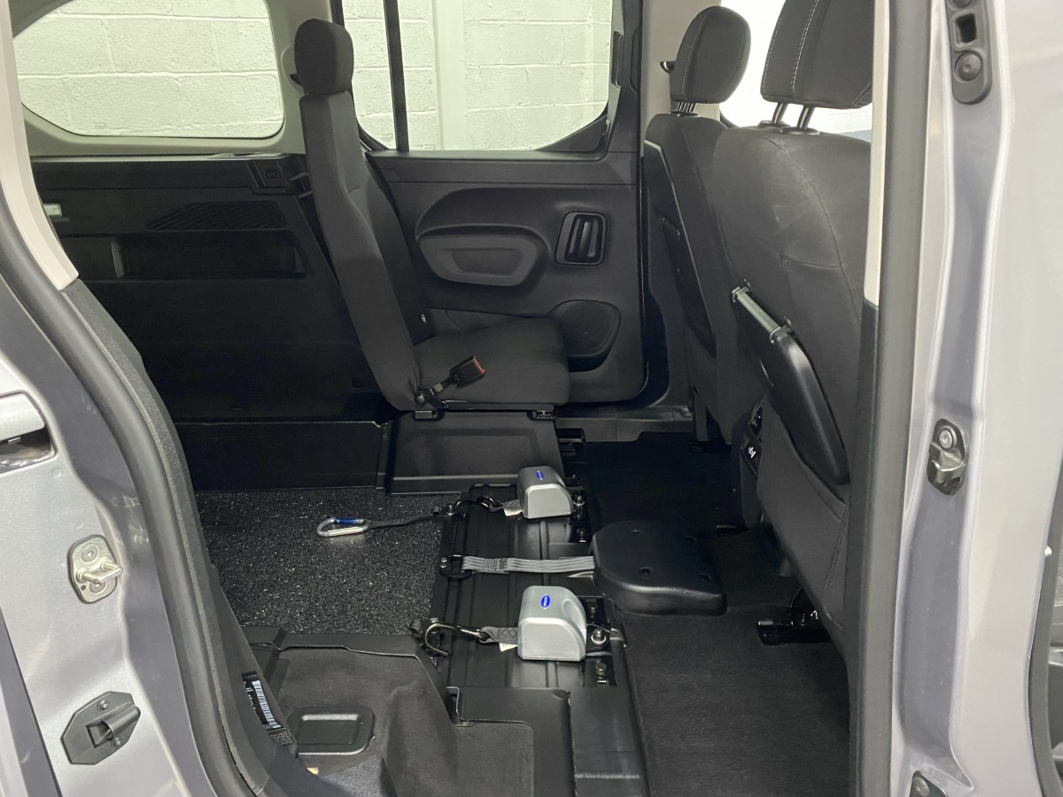 A Peugeot Rifter LWB Automatic Wheelchair Accessible Vehicle rear wheelchair area and single rear seat SB24MJY