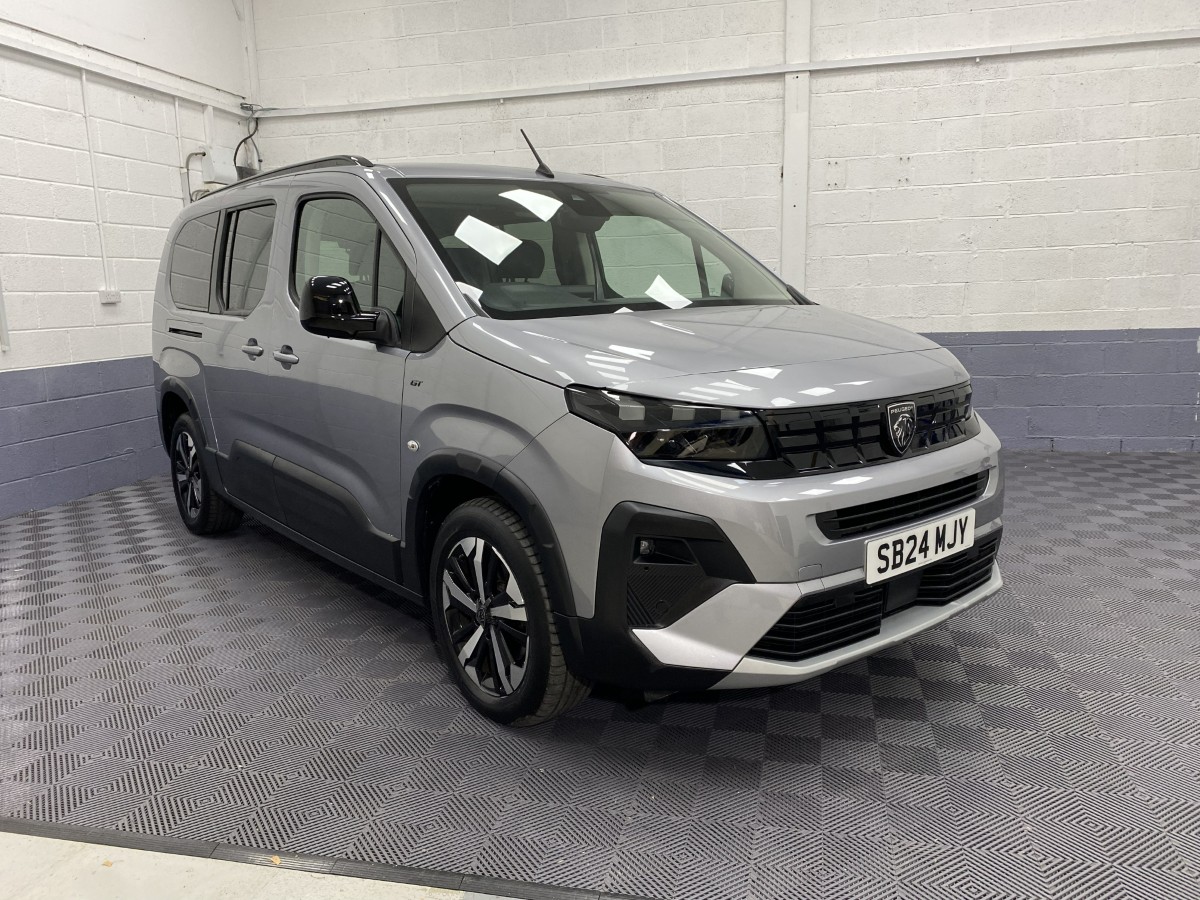 A Peugeot Rifter LWB Automatic Wheelchair Accessible Vehicle Front three quarter view SB24MJY