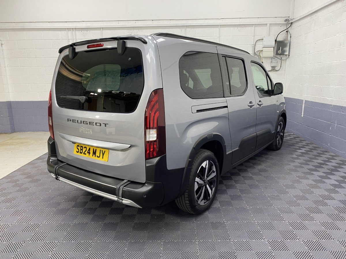 A Peugeot Rifter LWB Automatic Wheelchair Accessible Vehicle rear three quarter view SB24MJY