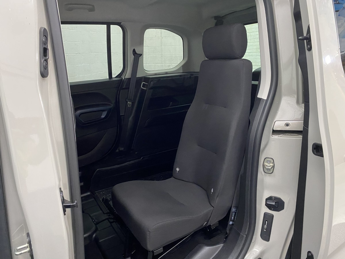 The single rear seat fitted to a Peugeot Rifter Wheelchair Accessible Vehicle SB69HMG