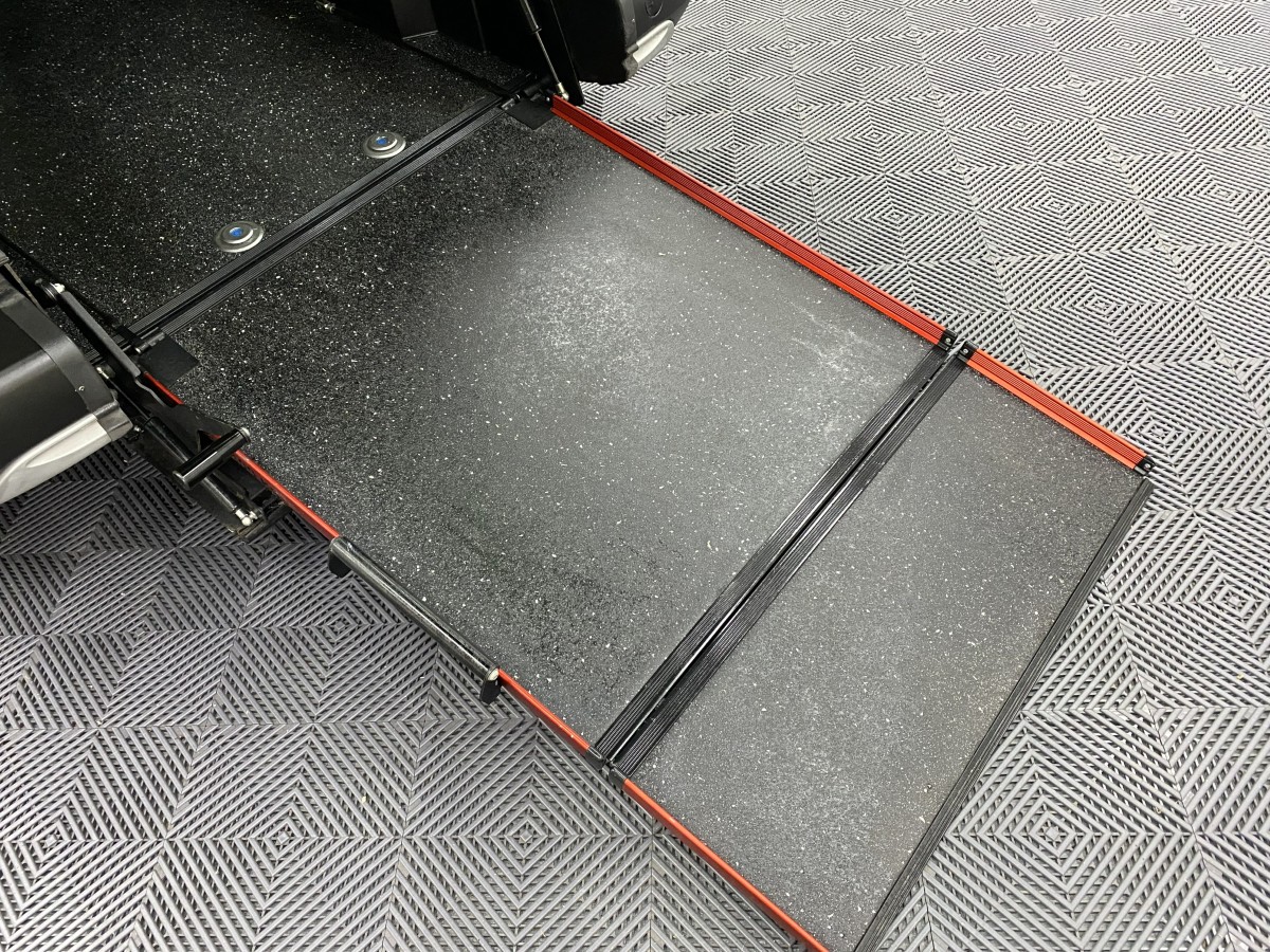 The wheelchair ramp fitted to a Peugeot rifter wheelchair accessible vehicle SF69HMG